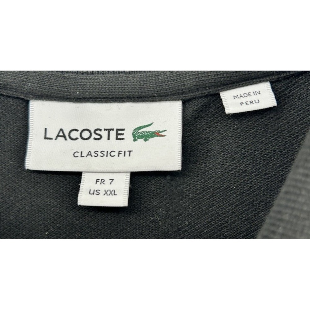 Lacoste Classic Fit Short Sleeve Polo Shirt Black Men's Size 7 US 2XL - Picture 3 of 4